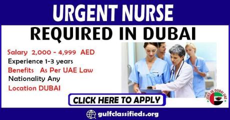 URGENT NURSE REQUIRED IN DUBAI