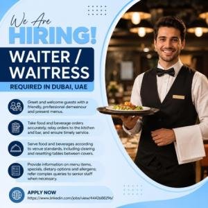 Waiter / Waitress Required in Dubai