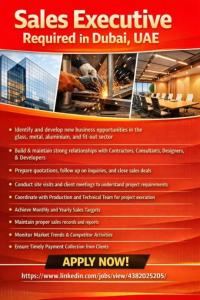 Sales Executive Required in Dubai