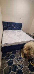 king size fabric bed with mattress in Dubai