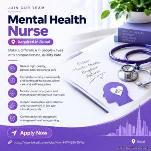 Mental Health Nurse Required in Dubai