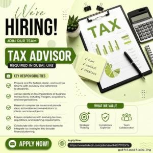 Tax Advisor Required in Dubai