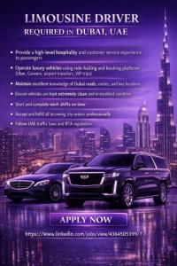 Limousine Driver Required in Dubai