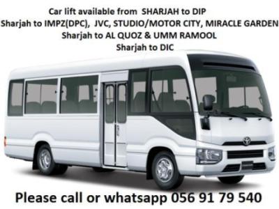 Car lift Sharjah to DIP, IMPZ, JVC, Studio city, Al quoz, DIC