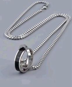 1pc Men's European & American Personalized Vintage Love Double Hoop Ring Connection Pendant