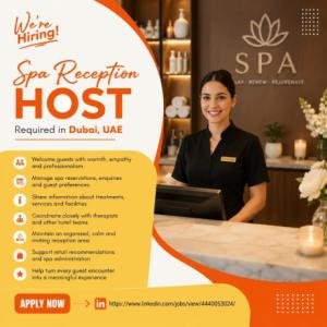Spa Reception Host Required in Dubai