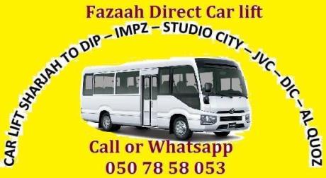 Car lift Direct Sharjah to DIP-IMPZ-JVC-STUDIO CITY-DIC - AL QUOZ