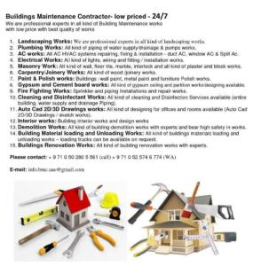 Buildings Maintenance Contractor- with low price-24/7