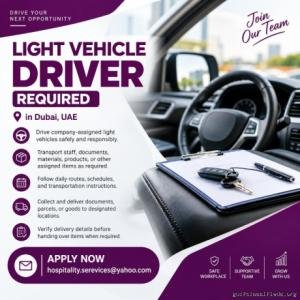 Light Vehicle Driver Required in Dubai
