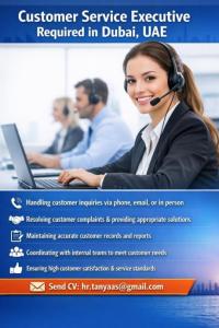 Customer Service Executive Required in Dubai
