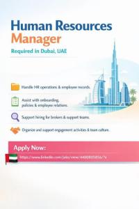 Human Resources Manager Required in Dubai