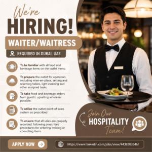Waiter/Waitress Required in Dubai