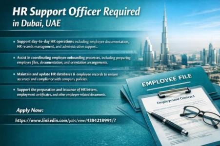 HR Support Officer Required in Dubai