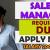 Sales Manager Required in Dubai