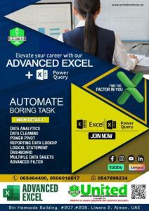 Advanced Excel at 800 only at the United Institutue.