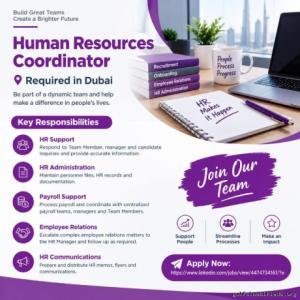 Human Resources Coordinator Required in Dubai