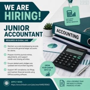Junior Accountant Required in Dubai