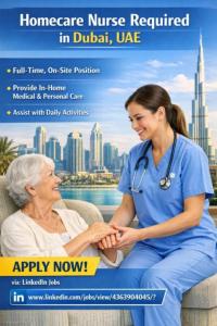 Homecare Nurse Required in Dubai