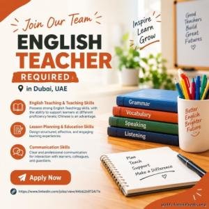English Teacher Required in Dubai