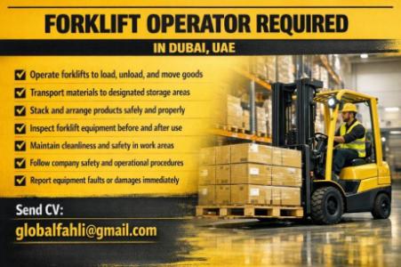 Forklift Operator Required in Dubai