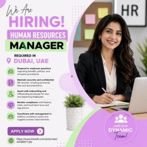 Human Resources Manager Required in Dubai
