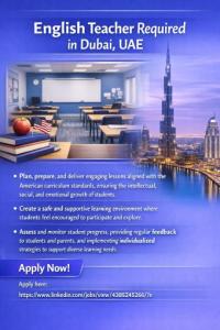 English Teacher Required in Dubai