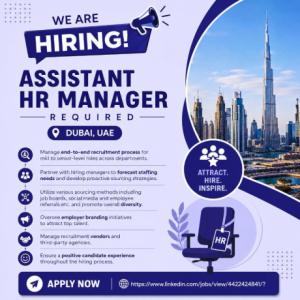 Assistant HR Manager Required in Dubai