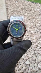 Swatch Irony Chronograph blue green dial with mesh chain swiss made used like.new