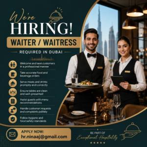 Waiter / Waitress Required in Dubai