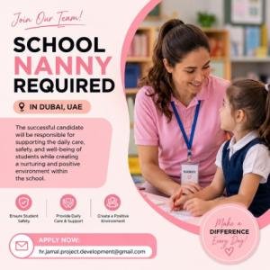 School Nanny Required in Dubai
