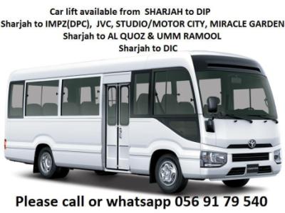 Car lift DIRECT SHARJAH to DIP, AL QUOZ, JVC,STUDIO CITY, IMPZ, DIC