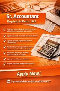 Sr Accountant Required in Dubai