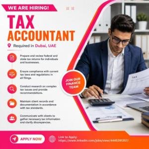Tax Accountant Required in Dubai