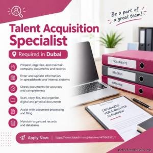 Talent Acquisition Specialist Required in Dubai