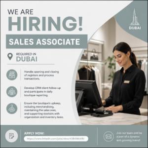 Sales Associate Required in Dubai