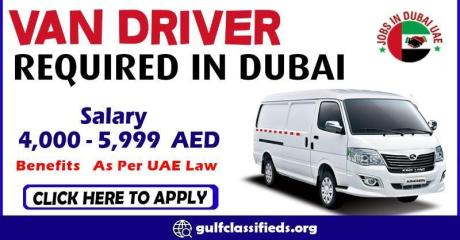 VAN DRIVER REQUIRED IN DUBAI