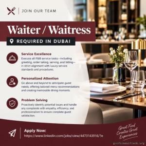 Waiter / Waitress Required in Dubai
