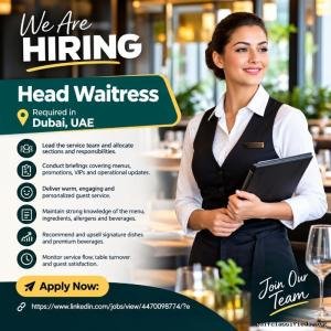 Head Waitress Required in Dubai
