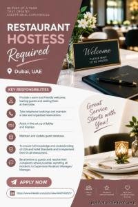 Restaurant Hostess Required in Dubai