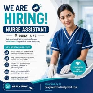 Nurse Assistant Required in Dubai