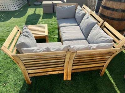 Corner sofa from wood with table