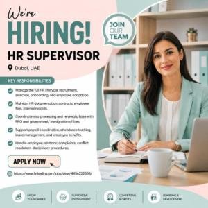 HR Supervisor Required in Dubai