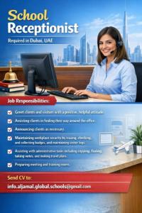School Receptionist Required in Dubai