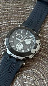 Tissot Chronograph Quartz Watch – Black Dial, Rubber Strap