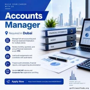 Accounts Manager Required in Dubai