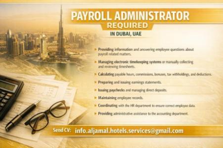 Payroll Administrator Required in Dubai