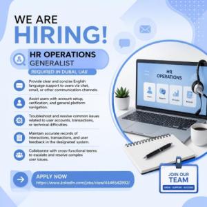 HR Operations Generalist Required in Dubai