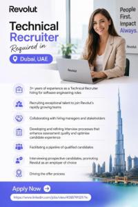Technical Recruiter Required in Dubai