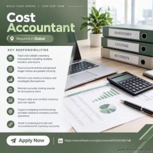 Cost Accountant Required in Dubai