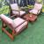 Beautiful outdoor wooden 3 reclining sofa chairs with table